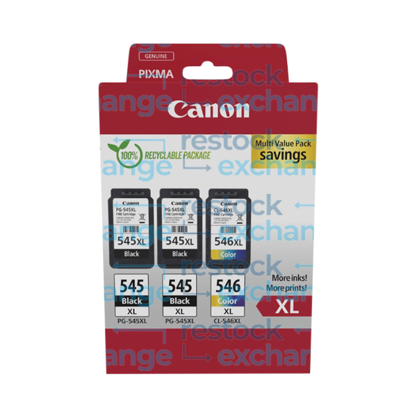 Canon PG-545XL / CL-546XL H/C Multipack - 3 Ink Cartridges - 8286B013