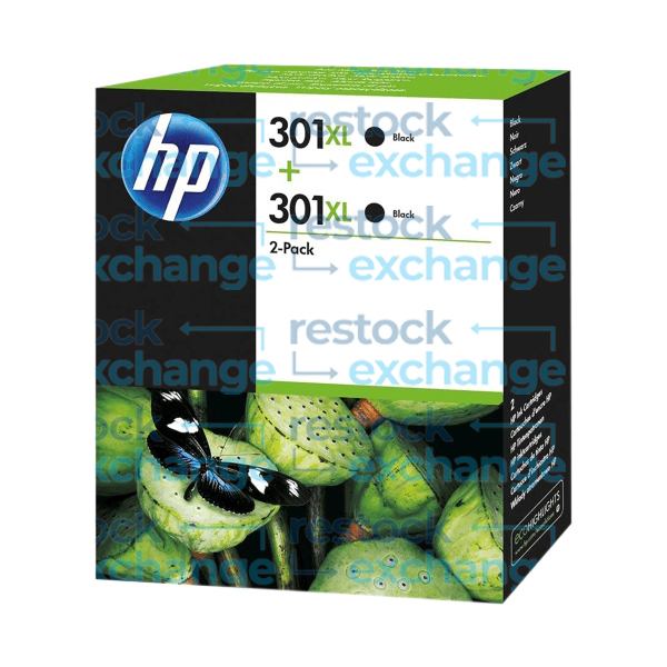 HP D8J45AE 301XL Black H/C Ink Cartridge Twin Pack