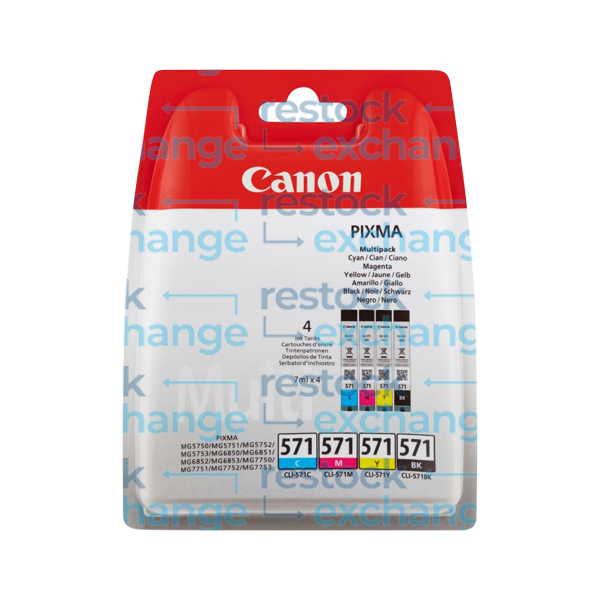 Canon CLI-571 Multipack - Full Set of 4 Ink Cartridges - 0386C004