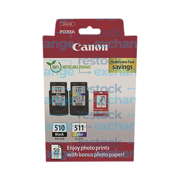 Canon PG-510/CL-511 Ink Cartridge and Photo Paper Value Pack - 2970B017