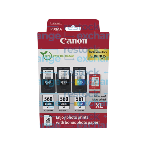 Canon PG-560XLx2/CL-561XL Ink Cartridge and Photo Paper Value Pack - 3712C012
