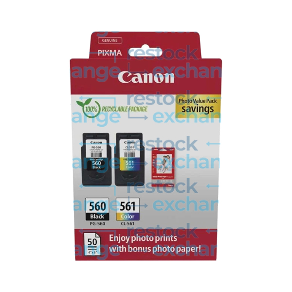 Canon PG-560/CL-561 Ink Cartridge and Photo Paper Value Pack - 3713C008