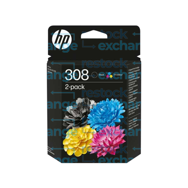 HP 6L6S6UE 308 Multipack - Black and Tri-Colour Ink Cartridges