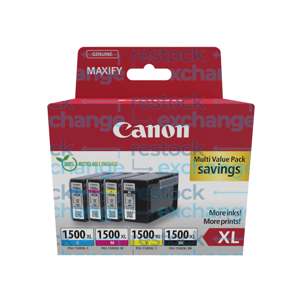 Canon PGI-1500XL H/C Multipack - Full Set of 4 Ink Cartridges - 9182B010