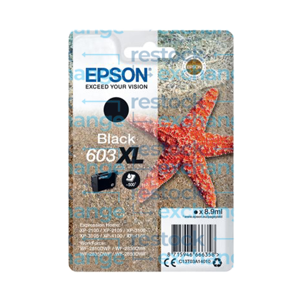 Epson 603XL C13T03A14010 Black H/C Ink Cartridge