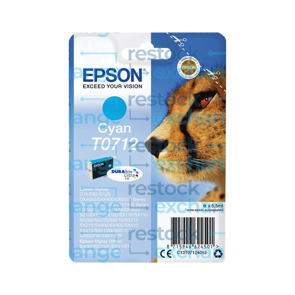 Epson T0712 C13T07124012 Cyan Ink Cartridge