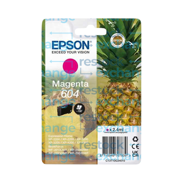 Epson 604 C13T10G34010 Magenta Ink Cartridge