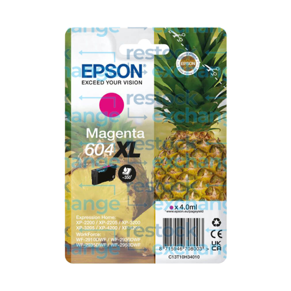 Epson 604XL C13T10H34010 Magenta H/C Ink Cartridge