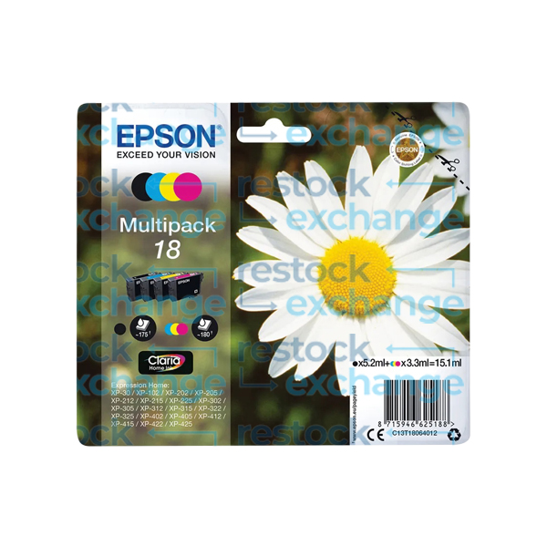 Epson 18 C13T18064012 CMYK Ink Cartridge Multipack