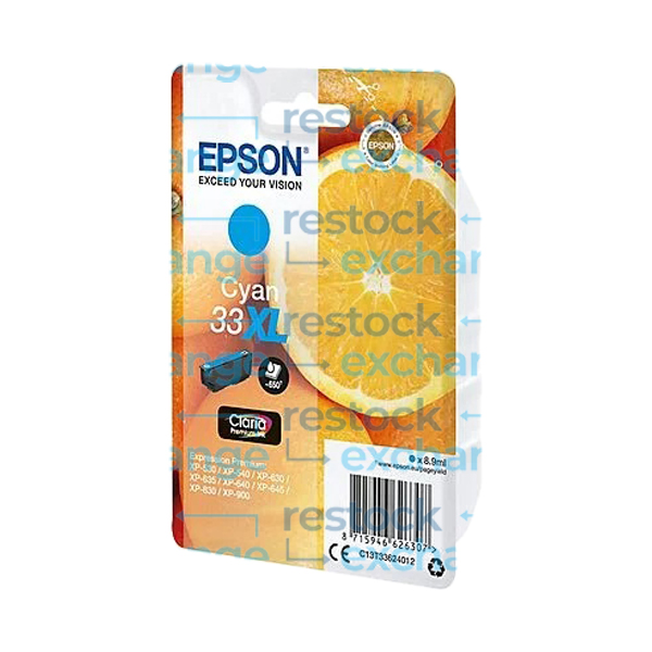 Epson 33XL C13T33624012 Cyan H/C Ink Cartridge
