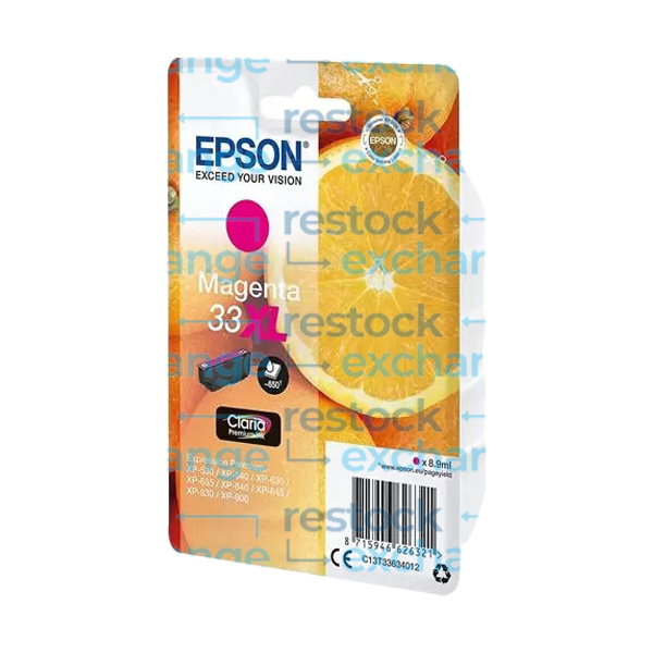 Epson 33XL C13T33634012 Magenta H/C Ink Cartridge