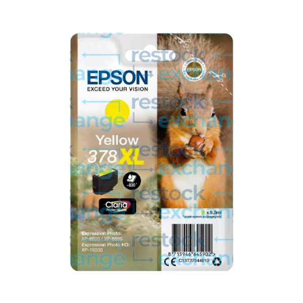 Epson 378XL C13T37944010 Yellow H/C Ink Cartridge